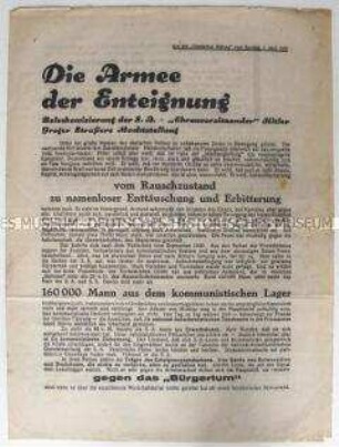 Sonderdruck eines Beitrages aus der "Vossischen Zeitung" zur sozialen Haltung der SA mit Wahlpropaganda für die Deutsche Staatspartei
