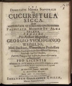 Dissertatio Medica Inauguralis De Cucurbitula Sicca