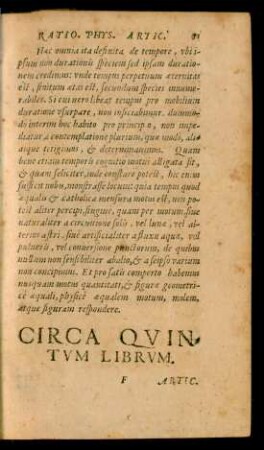 Circa Quintum Librum.