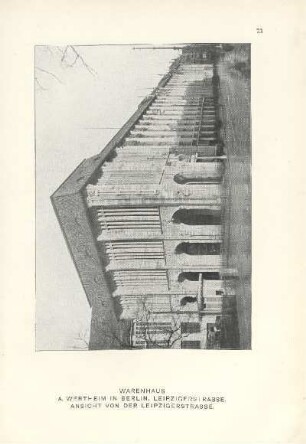 Warenhaus A. Wertheim in Berlin. Leipzigerstrasse. Ansicht von der Leipzigerstrasse