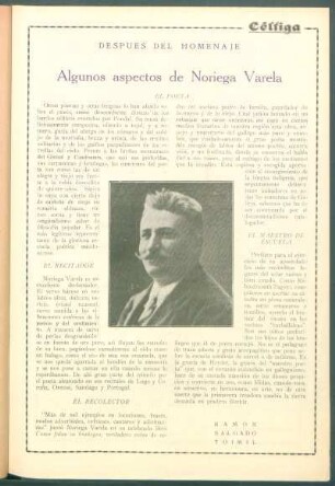 Después del homenaje : Algunos aspectos de Noriega Varela