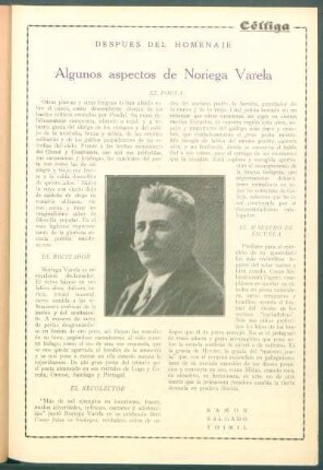 Después del homenaje : Algunos aspectos de Noriega Varela