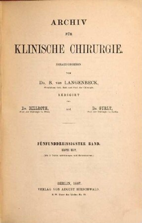 Archiv für klinische Chirurgie. 35. 1887, a