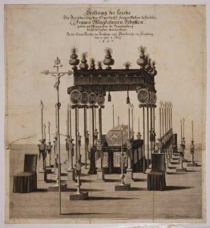 Feierliche Aufbahrung des Sarges von Magdalena Sibylle von Brandenburg-Kulmbach/Bayreuth (1612-1687)