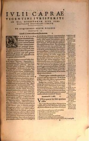 Ivlii Caprae Vicentini Iurisperiti in XLI. Digestorum, seu Pandectarum Iustiniani sacratissimi Imperatoris librum Paraphrasis