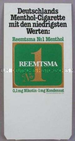 Werbeaufsteller für "Reemtsma No 1 Menthol"-Zigaretten