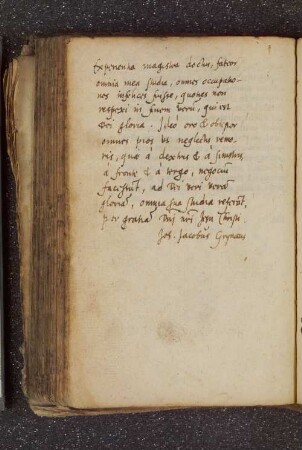 Joh. Jacob Grynaeus. – Incipit: Experimentia magistra doctus, fateor omnia mea studia. – [Basel], [1591]