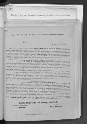 2.1856(1857): Rechnungs-Abschluss für das Geschäftsjahr ... // Hamburg-Bremer Feuer-Versicherungs-Gesellschaft in Hamburg