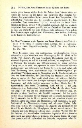 354-355 [Rezension] Das Neue Testament in der Sprache von heute