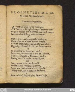 Centurie cinquiesme.
