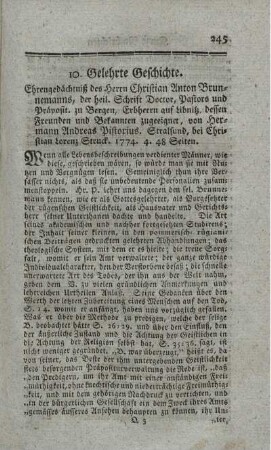 Ehrengedächtniß des Herrn Christian Anton Brunnemann's.