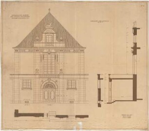 Bestelmeyer, German; Cambridge (Massachusetts, USA); Germanisches Museum der Harvard University - Nordflügel der Westseite (Ansicht; Teilschnitte)