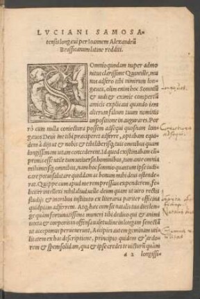 Luciani Samosatensis longaevi per Ioannem Alexndum Brassicanum latine redditi.