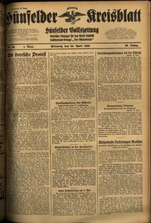 Erste Ausgabe vom Mittwoch, den 24. April 1935.