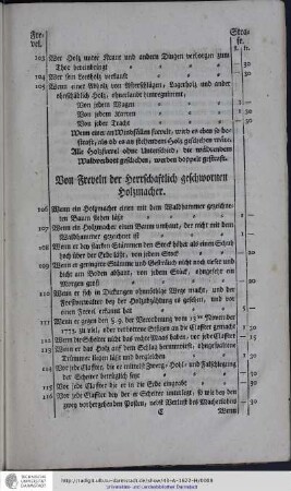 Von Freveln der Herrschaftlich geschwornen Holzmacher