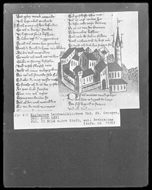 Des Saelden Hort (Des Glückes Hort) — Ansicht einer Stadt, wohl Bethaniens, Folio 29recto