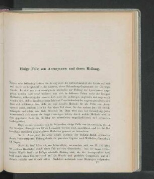 Einige Fälle von Aneurysmen und deren Heilung.