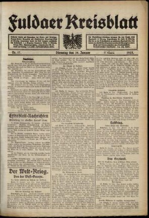 Ausgabe vom Dienstag, den 19. Januar 1915.