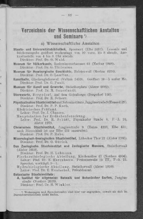 Verzeichnis der Wissenschaftlichen Anstalten und Seminare
