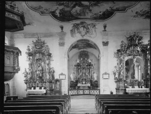 Baitenhausen Wallfahrtskapelle Sankt Maria zum Berg Karmel Innenansicht - Chorwand und Chor