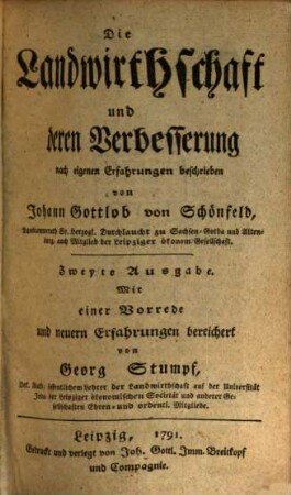 Die Landwirthschaft und deren Verbesserung