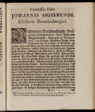 Confessio Fidei Johannis Sigismundi, Electoris Brandenburgici