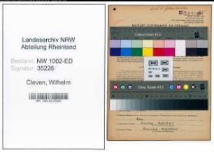 Entnazifizierung Wilhelm Cleven, geb. 25.07.1893 (Studienrat)