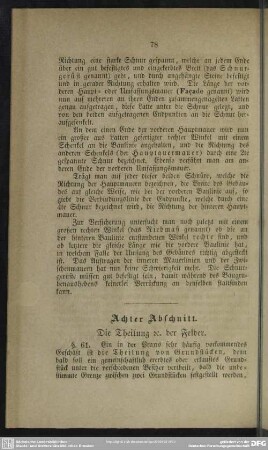 Achter Abschnitt. Die Theilung etc. der Felder