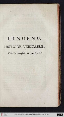 L'ingenu, histoire veritable, tirée des manuscrits de père Quesnel