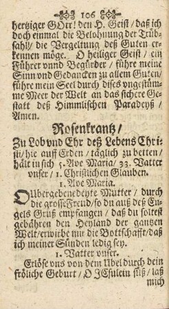 Rosenkrantz / Zu Lobund Ehr deß Lebens Christi