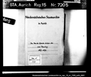 Untersuchungen und Vorarbeiten für eine Chaussee von Leer nach Papenburg