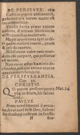 De Perseverantia. Cap. 22.