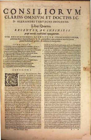 Consiliorvm Seu Responsorum Alexandri Tartagni Imolensis ... Liber. 4