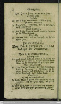 Zweyte Abtheilung. Von Sr. Churfürstlichen Durchl. Collegiis und Expeditionen