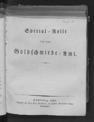 Special-Rolle für das Goldschmiede-Amt