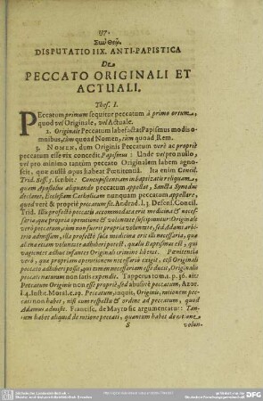 Disputatio IIX. Anti-Papistica De Peccato Originali Et Actuali