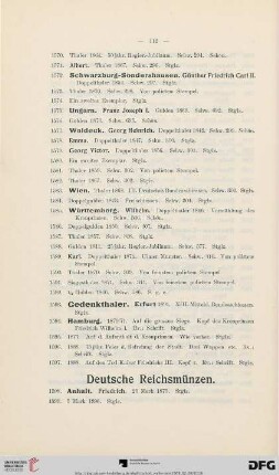 Deutsche Reichsmünzen (Nr. 1598- 1682)