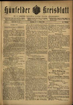 Ausgabe vom Samstag, den 04. Januar 1919.