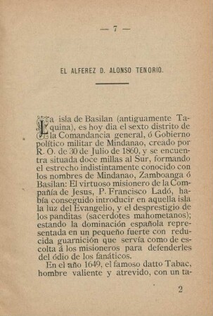 El Alferez D. Alonso Tenerio