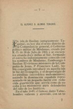 El Alferez D. Alonso Tenerio