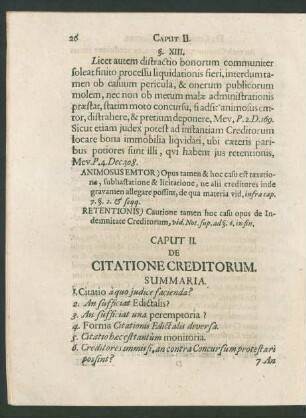 Caput II. De Citatione Creditorum.