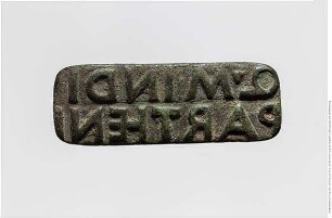 Rechteckiger Stempel mit lateinischer Inschrift: Q MINDI / PARTHENI