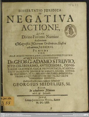 Dissertatio juridica de negativa actione