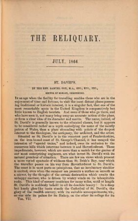 The reliquary : depository for precious relics, legendary, biographical, and historical, 7. 1866/67