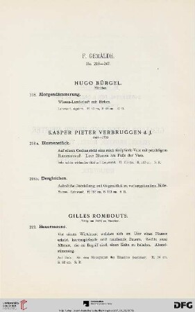 F. Gemälde (Nr. 218-247)