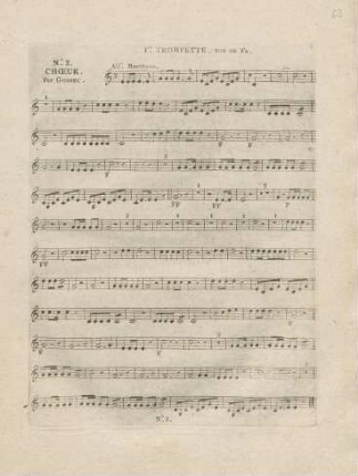 No. 2 Chœur. Par Gossec. 1.Trompette. Ton de Fa.