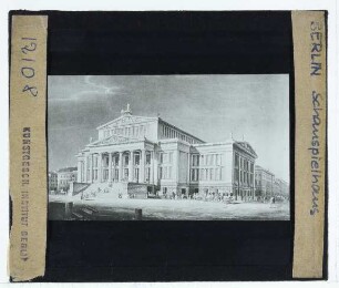 Berlin, Konzerthaus, ehem. Schauspielhaus,Schinkel, Schauspielhaus auf dem Gendarmenmarkt. Perspektivische Ansicht (Berlin KK SM 50.1) : Zeichnung