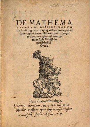 De mathematicarum disciplinarum vario usu oratio