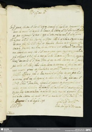 Brief des Lelio Arr. di Berzano