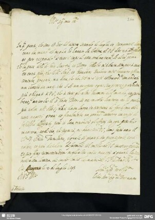 Brief des Lelio Arr. di Berzano